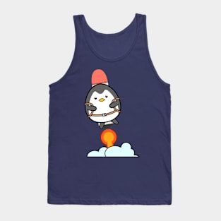 Penguin Flying Rocket Tank Top